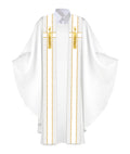 Clerical Stole Tapestries of Faith Design Candle Symbol in Gold on Blue, Green, Purple, Red, or White Banner