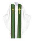 Clerical Stole Tapestries of Faith Design Cross Symbol in Gold on Blue, Green, Purple, Red, or White Banner