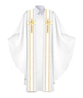 Clerical Stole Tapestries of Faith Design Cross Symbol in Gold on Blue, Green, Purple, Red, or White Banner