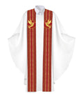 Clerical Stole Tapestries of Faith Design Dove Symbol in Gold on Blue, Green, Purple, Red, or White Banner