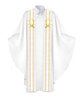 Clerical Stole Tapestries of Faith Design Fish Symbol in Gold on Blue, Green, Purple, Red, or White Banner