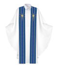 Clerical Stole Tapestries of Faith Design Star Symbol in Gold on Blue, Green, Purple, Red, or White Banner