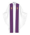 Clerical Stole Tapestries of Faith Design Star Symbol in Gold on Blue, Green, Purple, Red, or White Banner