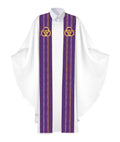 Clerical Stole Tapestries of Faith Design Trinity Symbol in Gold on Blue, Green, Purple, Red, or White Banner