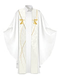 Clerical Stole Christmas Mosaic Design Angel Symbol in Gold on Blue, Green, Purple, Red, or White Banner