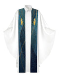 Clerical Stole Christmas Mosaic Design Candle Symbol in Gold on Blue, Green, Purple, Red, or White Banner