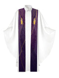 Clerical Stole Christmas Mosaic Design Candle Symbol in Gold on Blue, Green, Purple, Red, or White Banner