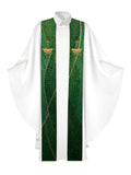 Clerical Stole Christmas Mosaic Design Manger Symbol in Gold on Blue, Green, Purple, Red, or White Banner