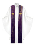 Clerical Stole Christmas Mosaic Design Manger Symbol in Gold on Blue, Green, Purple, Red, or White Banner