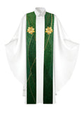 Clerical Stole Christmas Mosaic Design Poinsettia Symbol in Gold on Blue, Green, Purple, Red, or White Banner