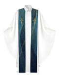 Clerical Stole Christmas Mosaic Design Star Symbol in Gold on Blue, Green, Purple, Red, or White Banner