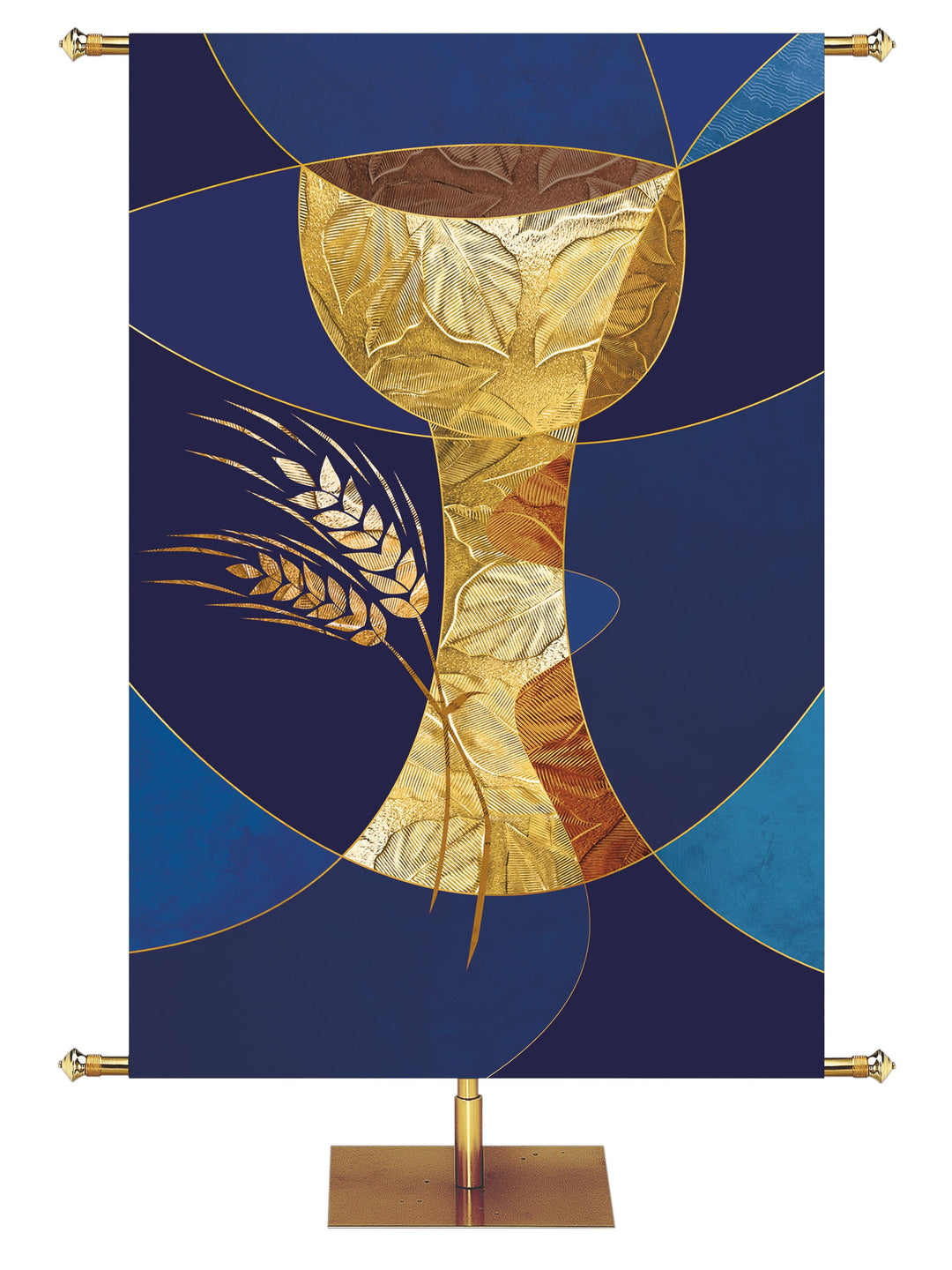 Overstock Symbols of Worship Communion (2 ft x 3 ft, Blue, Pole Hems)