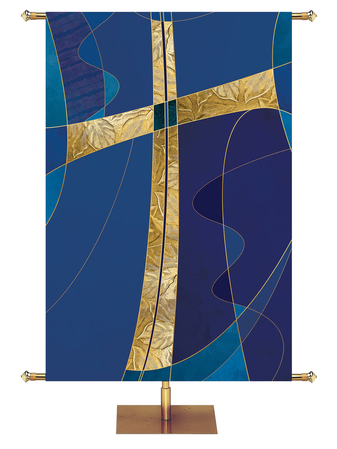 Irregular Cross Symbols of Worship (4 ft x 6 ft, Blue, Pole Hems)