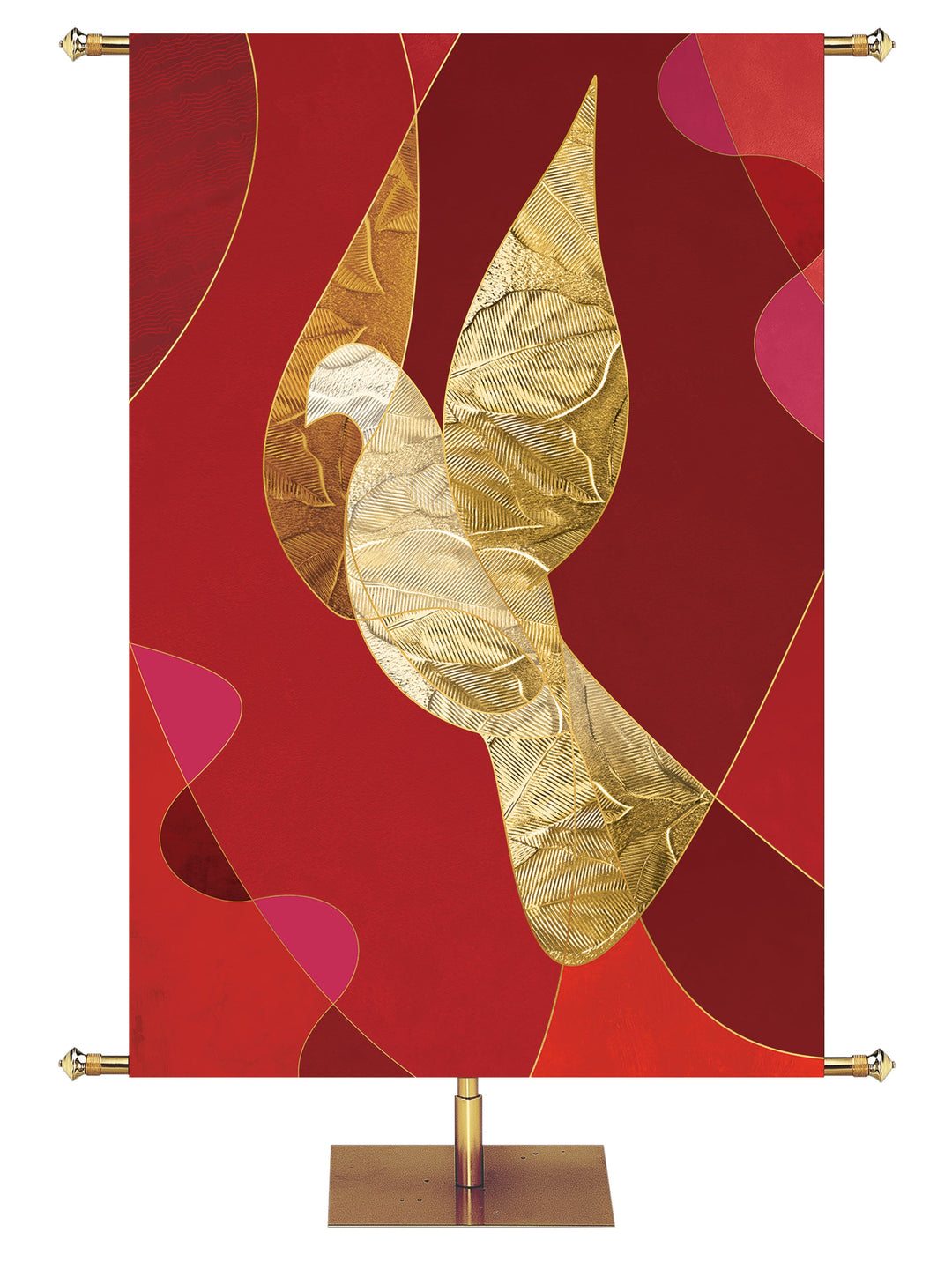 Overstock Dove Symbols of Worship (3 ft x 5 ft, Red, Pole Hems)