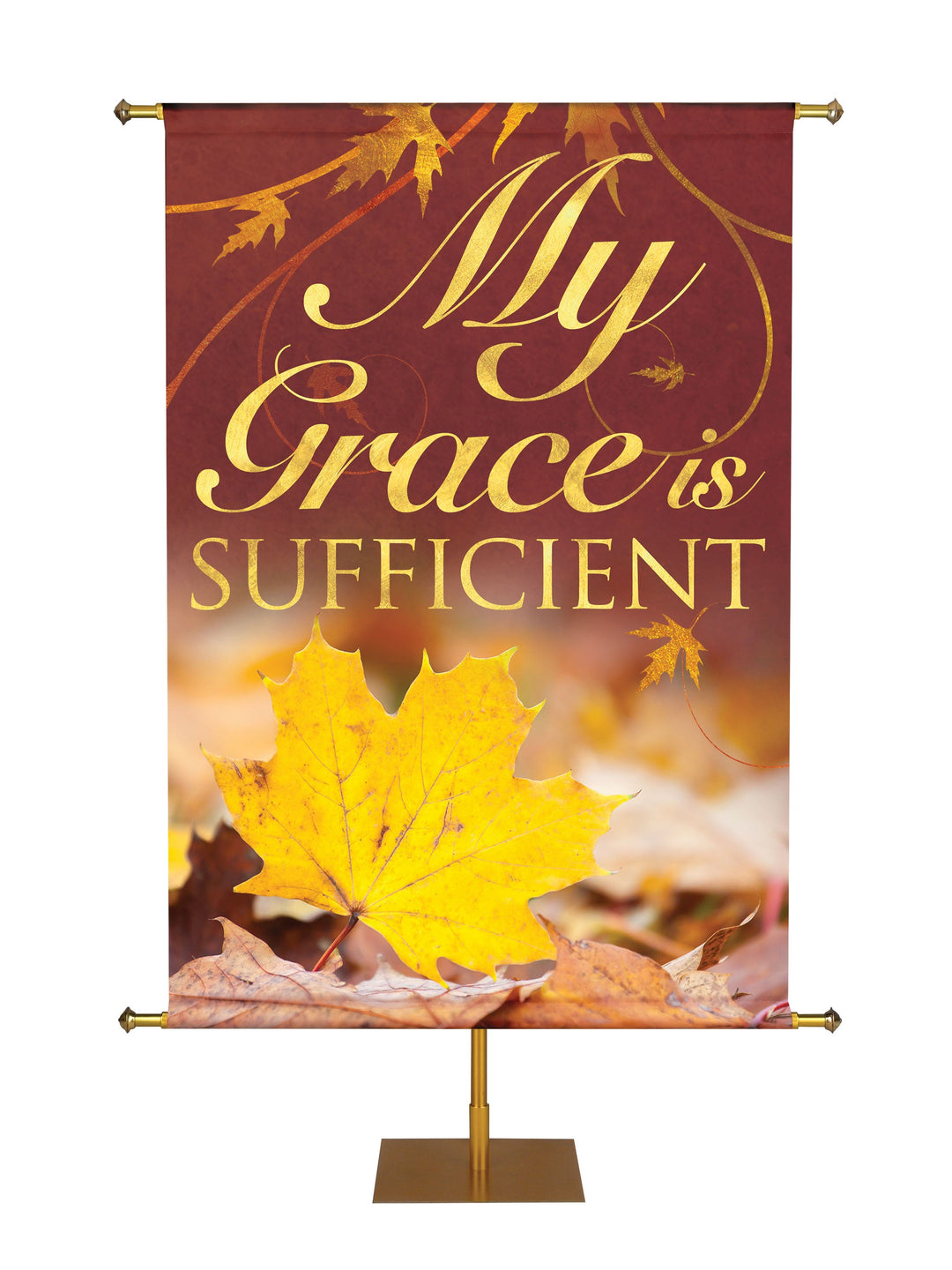 Overstock Majestic Autumn My Grace is Sufficient (3 ft x 5 ft, Pole Hems)
