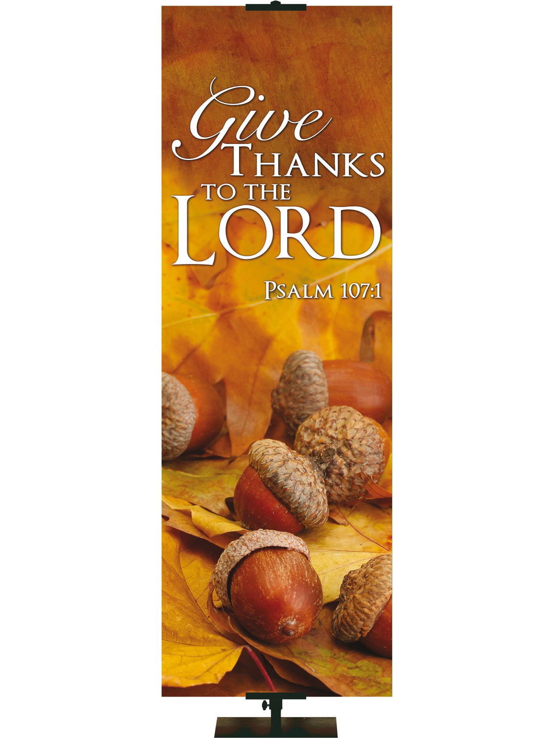 Overstock Contemporary Fall & Thanksgiving Give Thanks To The Lord Design 3 Psalm 107:1 (18 in x 5 ft, Pole Hems) $30