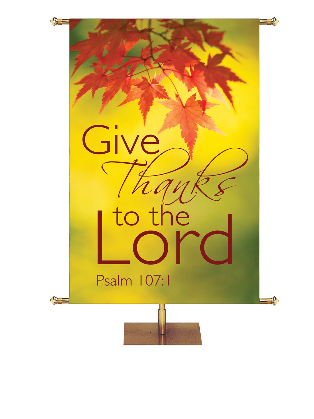 Overstock Contemporary Fall & Thanksgiving Give Thanks To The Lord Design 2 Psalm 107:1 (4 ft x 6 ft, Pole Hems)