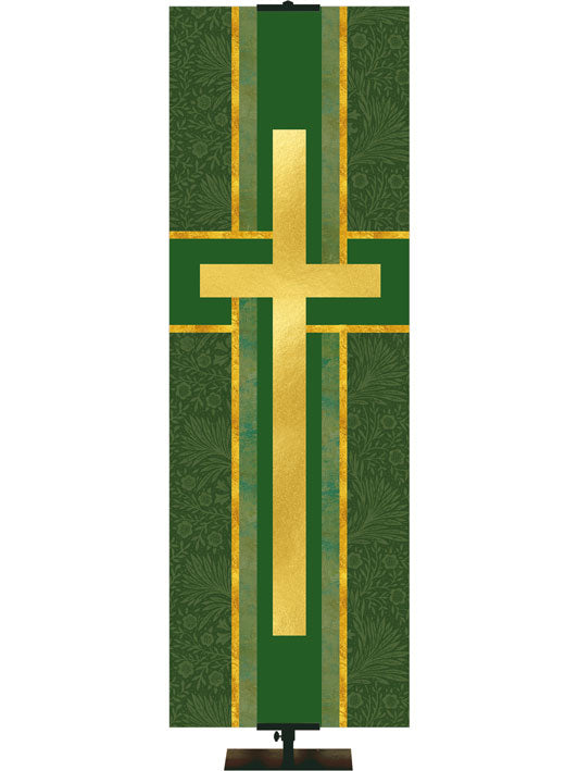 Overstock Cross Symbol Tapestries of Faith (3 ft x 9 ft, Green, Pole Hems)