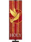 Dove Symbol and Holy Tapestries of Faith Church Banner in liturgical colors of Blue, Green, Purple, Red or White