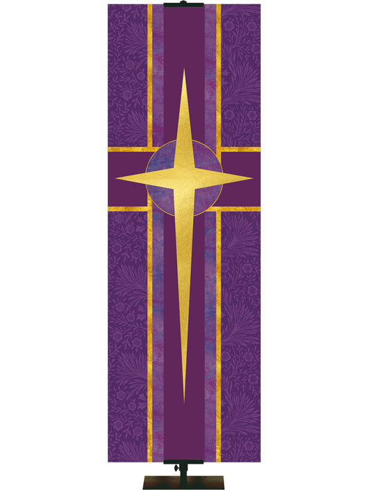Star Symbol Tapestries of Faith Church Banner in Liturgical colors of Blue, Green, Purple, Red or White