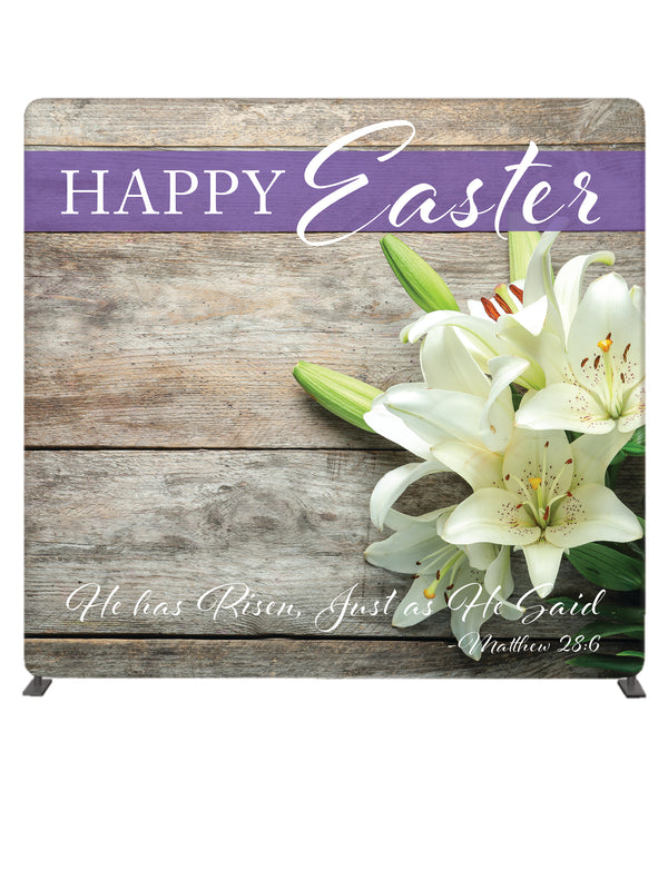 He Has Risen Farmhouse Lily 8' Backdrop With Tube Display Stand