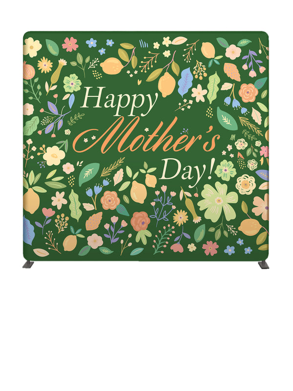 Happy Mother's Day Flower Pattern 8' Backdrop With Tube Display Stand