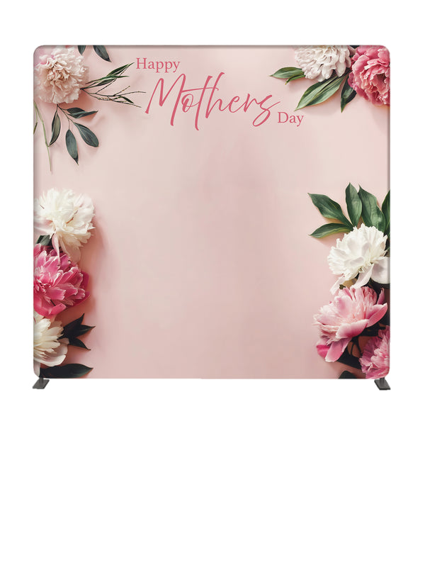 Happy Mother's Day Peonies 8' Backdrop With Tube Display Stand
