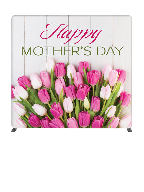 Happy Mother's Day Shiplap Bouquet 8' Backdrop With Tube Display Stand