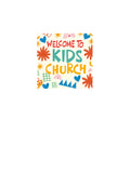 Welcome to Kids Church on Peel and Stick Wall Decal with crayon doodle design