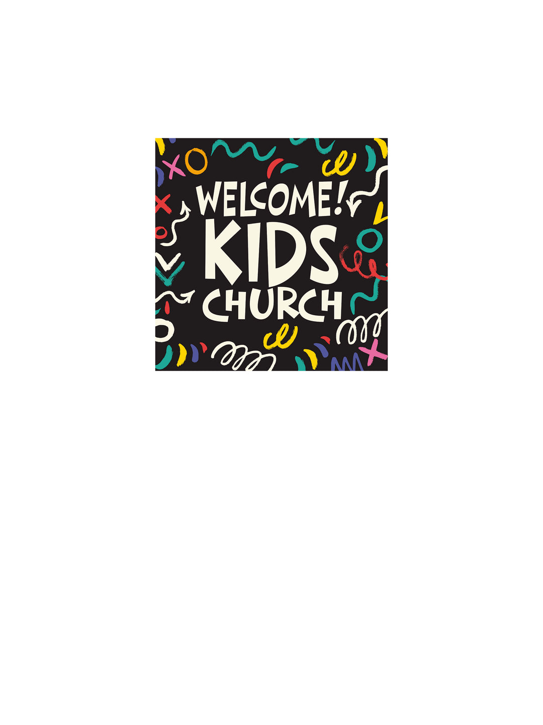Welcome Kids Church on Peel and Stick Wall Decal with doodle markers design