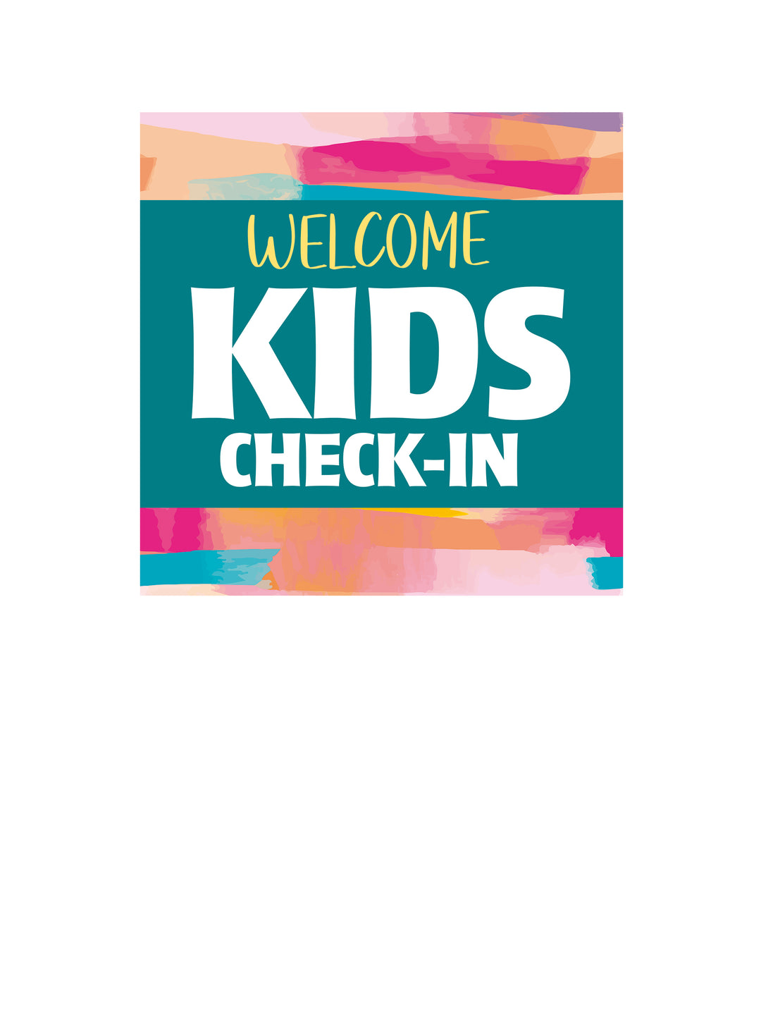 Welcome Kids Check-In on Peel and Stick Wall Decal with colorful Pastel Stripes