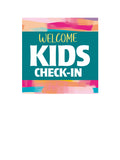 Welcome Kids Check-In on Peel and Stick Wall Decal with colorful Pastel Stripes
