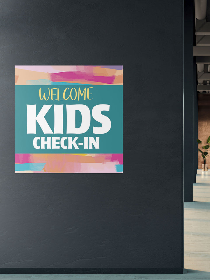 Wall Decals Welcome Kids Check-In Pastel Stripes