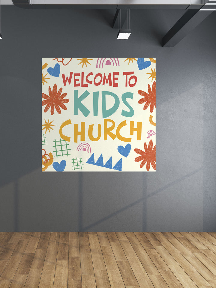 Wall Decals Welcome to Kids Church Crayon Doodles