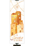 A Savior is Born Luminescent Christmas Bethlehem Village with gold accents in White or Red