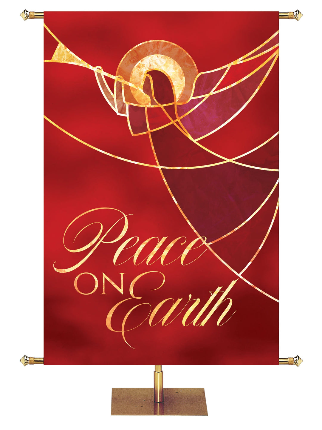 Overstock Away in a Manger Peace on Earth (4 ft x 6 ft, Red, Pole Hems)