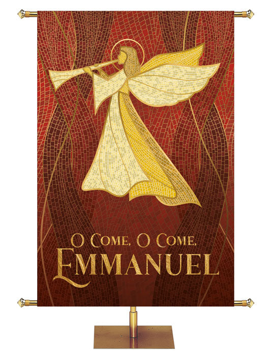Overstock O Come, O Come, Emmanuel Christmas Mosaic (5 ft x 7 ft, Red, Pole Hems)