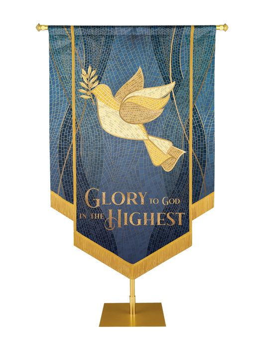 Christmas Mosaic Embellished Dove Left, Glory To  God In The Highest, Blue