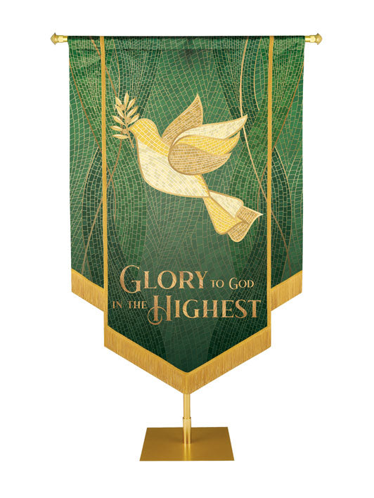 Christmas Mosaic Embellished Dove Left, Glory To  God In The Highest, Green
