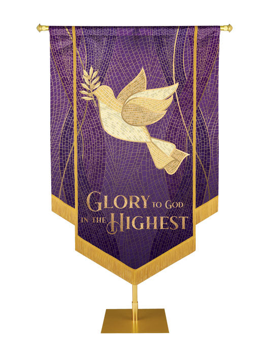 Christmas Mosaic Embellished Dove Left, Glory To  God In The Highest, Purple