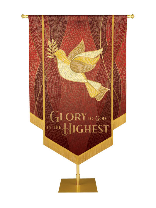 Christmas Mosaic Embellished Dove Left, Glory To  God In The Highest, Red