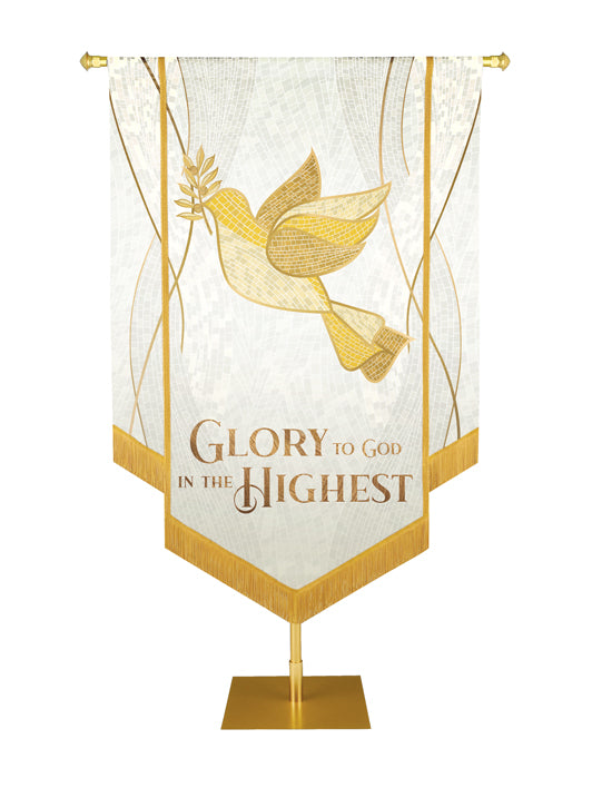 Christmas Mosaic Embellished Dove Left, Glory To  God In The Highest, White