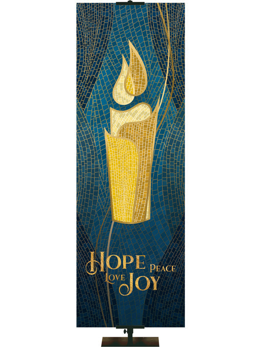 Overstock Christmas Mosaic Hope Peace Love Joy (2 ft x 6 ft, Blue, Pole Hems)