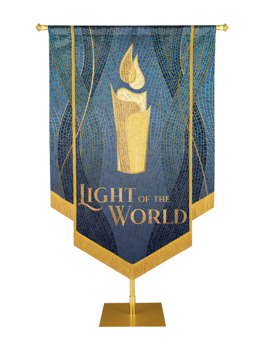 Christmas Mosaic Embellished Candle Right, Light Of The Word, Blue