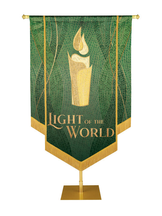 Christmas Mosaic Embellished Candle Right, Light Of The Word, Green