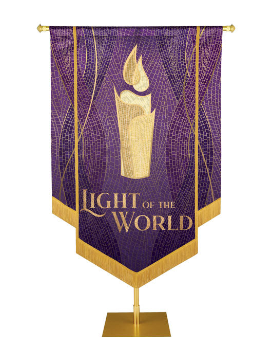 Christmas Mosaic Embellished Candle Right, Light Of The Word, Purple