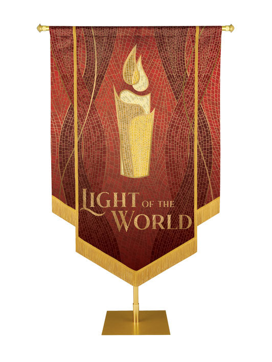 Christmas Mosaic Embellished Candle Right, Light Of The Word, Red