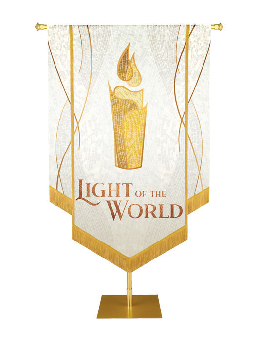 Christmas Mosaic Embellished Candle Right, Light Of The Word, White