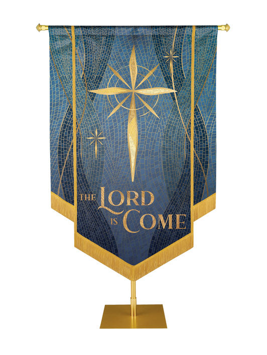Christmas Mosaic Embellished Star Left, The Lord Is Come Banner, Blue