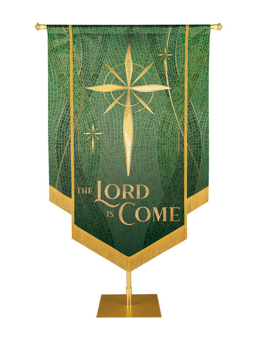 Christmas Mosaic Embellished Star Left, The Lord Is Come Banner, Green